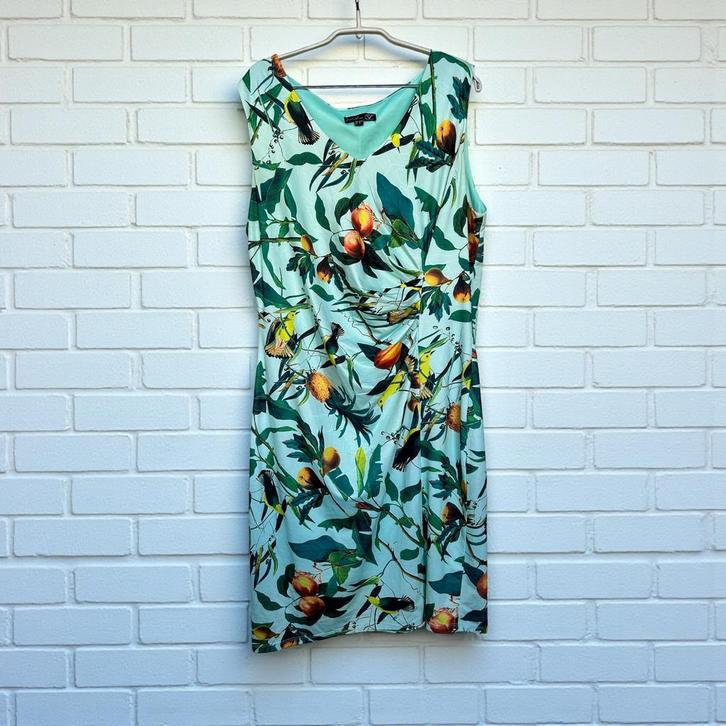 Smashed Lemon Jurk Maat 44 Licht Blauw Bladeren Vogels Midi, Kleding | Dames, Jurken, Zo goed als nieuw, Maat 42/44 (L), Blauw