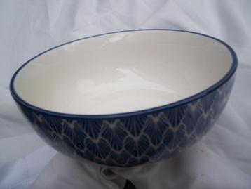 KOM 1,75 Liter wit & blauw EHDP 20 x 9 cm. Designkom  Schaal beschikbaar voor biedingen