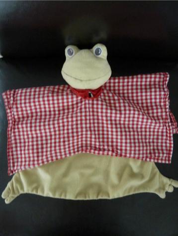 Ikea knuffeldoek kikker groen met rood/wit geblokt beschikbaar voor biedingen