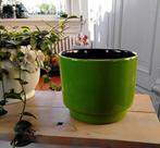 Retro / vintage bloempot - groen - appelgroen, Tuin en Terras, Bloempotten, Gebruikt, Rond, Binnen, Ophalen of Verzenden