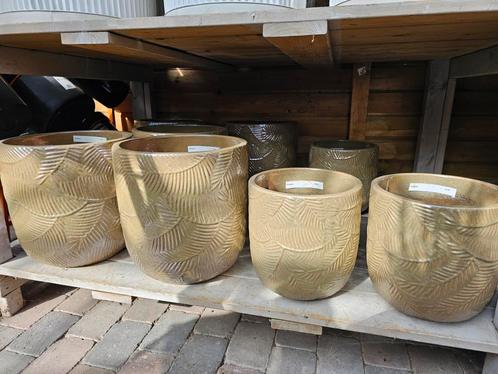 Aanbieding! Zware geglazuurde buitenpotterie, Tuin en Terras, Bloempotten, Nieuw, Rond, Ophalen