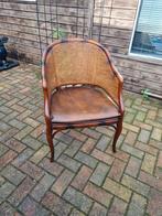 Mooie rieten stoel met lederen zitting, Antiek en Kunst, Ophalen of Verzenden