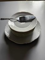 Vintage wit gebaksstel, Ophalen of Verzenden, Glas, Overige stijlen, Bord(en)