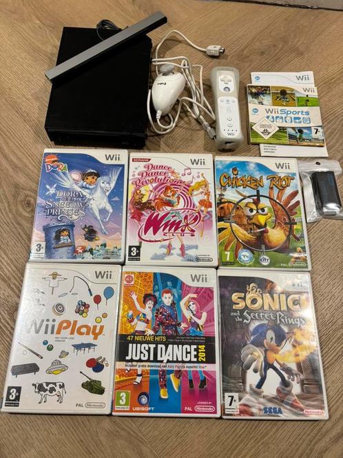 Nintendo Wii met 7 games, Spelcomputers en Games, Spelcomputers | Nintendo Wii, Zo goed als nieuw, Met 1 controller, Ophalen of Verzenden