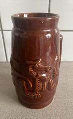 Retro vaas bierpul bruin zeepaardje vis aal kreeft, Ophalen of Verzenden