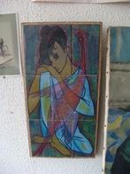 kunstwerk schilderij ceramiek emaille tegels, Antiek en Kunst, Ophalen
