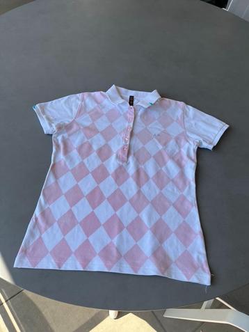 Roze/witte Sun 68 polo, maat L = M beschikbaar voor biedingen