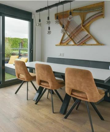 3 dining chairs velvet mustard beschikbaar voor biedingen