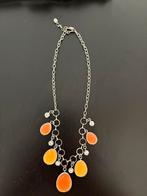 Ketting oranje met witte steentjes, Ophalen of Verzenden, Zo goed als nieuw, Oranje