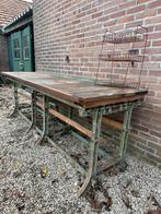 Unieke Werkbank met Gietijzeren Onderstel, Ophalen
