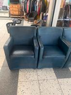Mooie blauwe fauteuils, Huis en Inrichting, Fauteuils, Gebruikt, Minder dan 75 cm, Leer, Ophalen of Verzenden