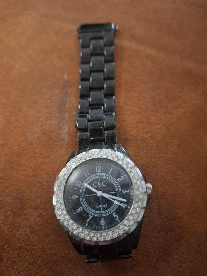 Stijlvol polshorloge met strass, Sieraden, Tassen en Uiterlijk, Overige Accessoires, Gebruikt, Ophalen of Verzenden