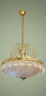 Mid century Hotel-chic lamp, 50 tot 75 cm, Ophalen of Verzenden, Zo goed als nieuw, Ijsglas mid century hotel chic vintage hollywood  regency