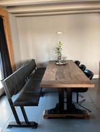 Industriële kloostertafel met banken en stoelen, Huis en Inrichting, Complete eetkamers, Zo goed als nieuw, Ophalen