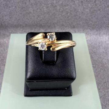 Gouden Ring | 14k | 1,3g | slagring 2xsteen | 20,75 | 394492 beschikbaar voor biedingen