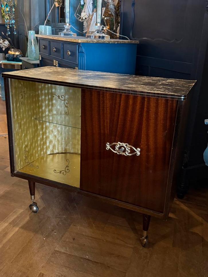 Vintage barmeubel, Frans drankenkastje, liquer cabinet VdlM, Huis en Inrichting, Kasten | Ladekasten, Gebruikt, Minder dan 100 cm