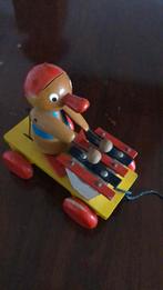 Retro loop/trek eend, hout, Ophalen of Verzenden, Zo goed als nieuw, Duw- of Trekspeelgoed