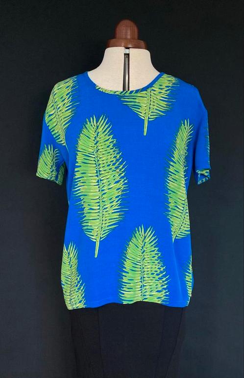 FABIENNE CHAPOT Faab top palm print🌿💙S/M, Kleding | Dames, Tops, Zo goed als nieuw, Maat 38/40 (M), Blauw, Korte mouw, Ophalen of Verzenden