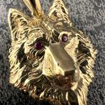 14 karaats gouden hanger wolf kop model, Ophalen of Verzenden, Zo goed als nieuw, Kruis of Symbool, Goud