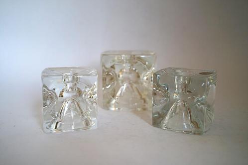 3x vintage kubus kandelaar Rudolf Jurnikl sklo space age., Huis en Inrichting, Woonaccessoires | Kandelaars en Kaarsen, Zo goed als nieuw