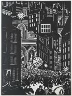 Frans Masereel (1889-1972) Houtsnede 'Drukke stad' ~1925. Ge, Antiek en Kunst, Kunst | Etsen en Gravures, Verzenden