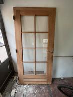 Houten deur met glazen ruiten, 215 cm of meer, Gebruikt, Ophalen of Verzenden, 100 tot 120 cm