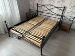 Elektrisch verstelbaar bed + nachtkastjes, Ophalen, Zwart, Tweepersoons, 140 cm