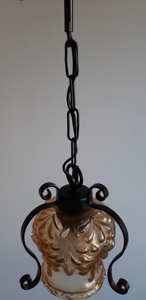 Vintage hanglamp, Huis en Inrichting, Lampen | Hanglampen, Gebruikt, Minder dan 50 cm, Glas, Kunststof, Ophalen of Verzenden