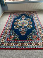 Handgeknoopt Smyrna Vloerkleed, Gebruikt, 100 tot 150 cm, Blauw, Ophalen of Verzenden