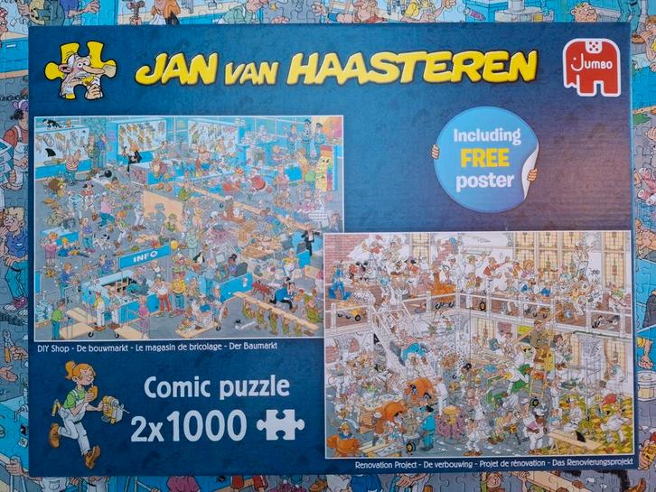 Jan van Haasteren bouwmarkt + verbouwing 2x1000, Hobby en Vrije tijd, Denksport en Puzzels, Zo goed als nieuw, 500 t/m 1500 stukjes