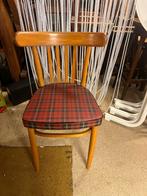 5 Houten Stoelen met Ruit Bekleding, Ophalen, Hout, Gebruikt, Bruin