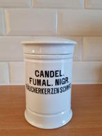 Vintage apothekerspot wit met zwarte letters. Frans-Duits, Ophalen of Verzenden