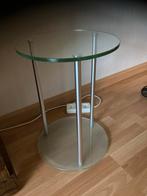 Glazen bijzettafel met metalen poten, Huis en Inrichting, Tafels | Bijzettafels, Ophalen, Minder dan 45 cm, Minder dan 55 cm, Rond