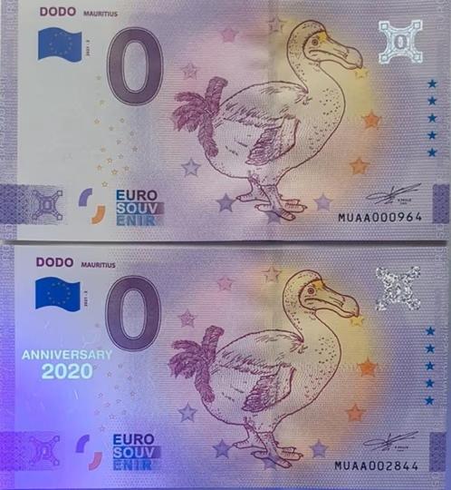0 euro souvenir SET Dodo Mauritius MUAA, Postzegels en Munten, Bankbiljetten | Europa | Eurobiljetten, Setje, Overige landen, 5 euro
