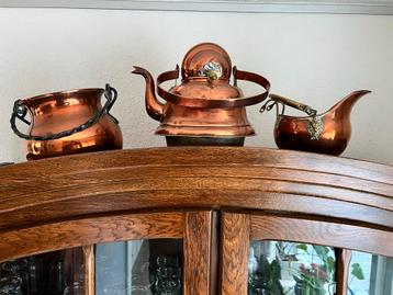 Koperen Ketel, Kookketel & Bloempot Set beschikbaar voor biedingen