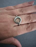 Vintage Pandora medaillon ring met roségouden bloem element, Ophalen of Verzenden, Zo goed als nieuw, Zilver