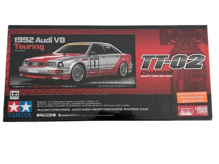 Tamiya 1/10 Audi V8 Touring 1992 4WD TT-02 rc auto, Hobby en Vrije tijd, Modelbouw | Radiografisch | Auto's, Nieuw, Auto onroad