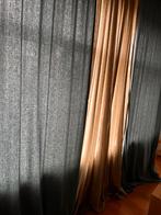 Gordijnen set beige & turquoise blauw + roede, Ophalen, 100 tot 150 cm, 200 cm of meer, Beige