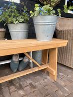 Massief eiken houten bankje, Tuin en Terras, Tuinbanken, Ophalen of Verzenden, Hout