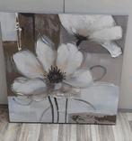 Canvas schilderij bloem grijs/taupe/wit, Ophalen, 50 tot 75 cm, Zo goed als nieuw, Schilderij