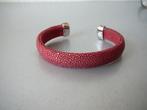 Armband van roggeleer met zilveren uiteinden, Verzenden, Zilver, Armband