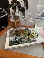 Vintage Wijnglazen met Groene Voet - Set van 5, Antiek en Kunst, Antiek | Glas en Kristal, Ophalen of Verzenden