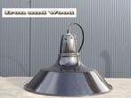 Oude zwarte emaille Franse hanglamp/plafondlamp afm D40 H27, Ophalen of Verzenden, Gebruikt, Metaal, Emaille, vintage, oud, zwart, Frans, brocante,