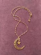 Goudkleurig kettinkje met maan en ster, Sieraden, Tassen en Uiterlijk, Ophalen of Verzenden, Zo goed als nieuw, Goud, Overige materialen