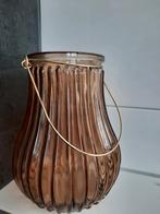 Mooie bruine vaas of windlicht, Minder dan 50 cm, Glas, Zo goed als nieuw, Ophalen