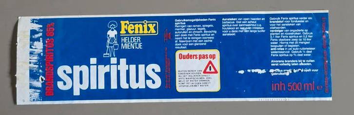 274)ORIGINEEL ETIKET DE FENIX ZWOLLE HELDER MIENTJE SPIRITUS, Verzamelen, Merken en Reclamevoorwerpen, Gebruikt, Verpakking, Ophalen of Verzenden