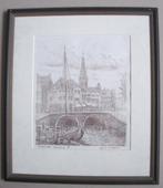 Willem Hopman (1939) - Gewelfde Stenenbrug Alkmaar - ets, Verzenden
