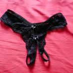 Zwarte Luxe string maat M, Verzenden, Zwart, String