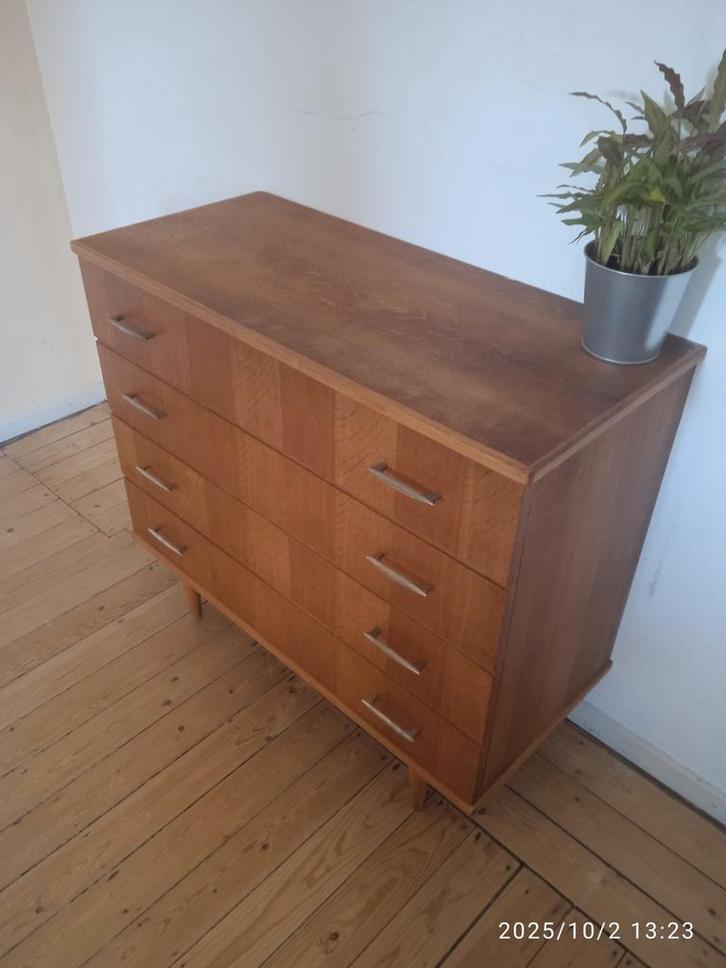 Jaren 60 ladekast teak, Huis en Inrichting, Kasten | Ladekasten, Zo goed als nieuw, Minder dan 100 cm, 50 tot 100 cm, 25 tot 50 cm