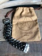 Brace armband staal met zwart leer, Ophalen, Nieuw, Zwart, Leer